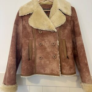 Kenneth Cole Reaction Cream‎ and Brown Faux Shearling Coat